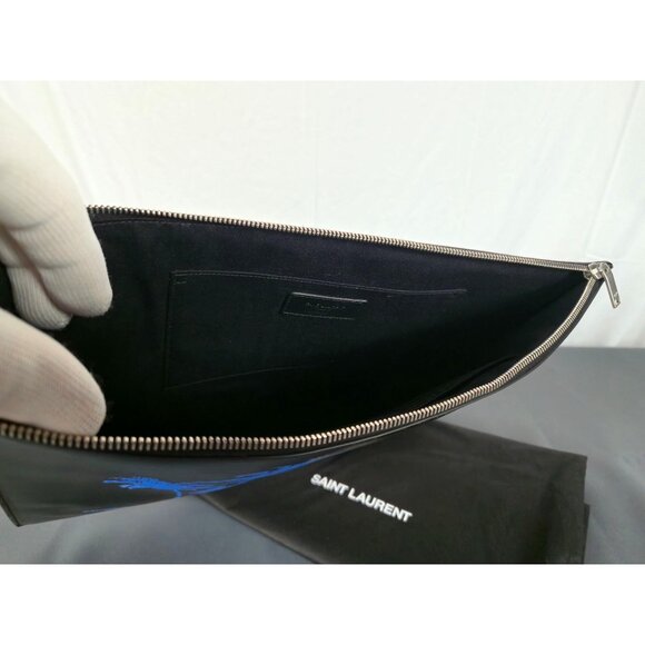 Saint Laurent Waiting For Sunset Black Leather Pouch - Picture 8 of 11